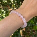 Rose quartz bracelet on model