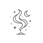 Smoke and moon icon representing energetically cleansed crystals