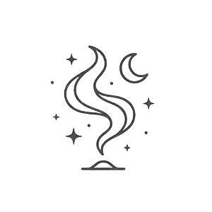 Smoke and moon icon representing energetically cleansed crystals