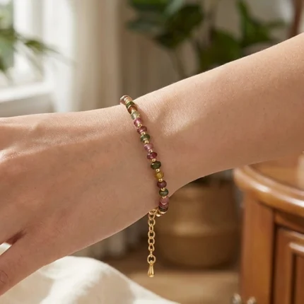 close-up of tourmaline chips showing natural color variations