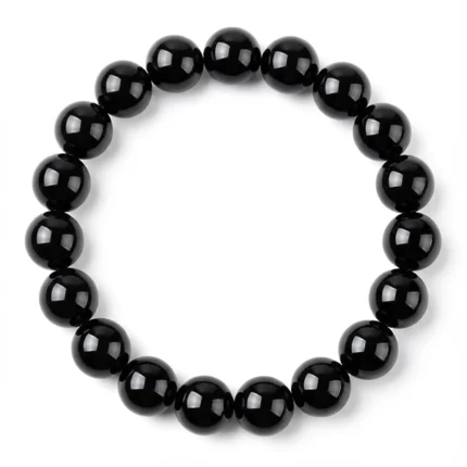 black obsidian bracelet product photo on white background