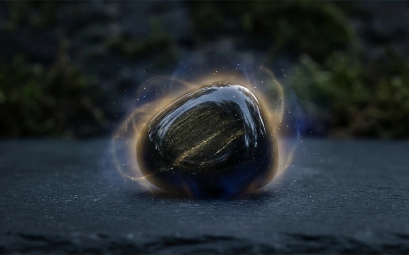 Illustration of Black Obsidian symbolizing grounding and protection.