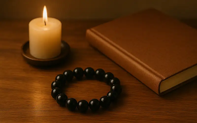 Banishing crystal bracelet used in daily grounding practice.