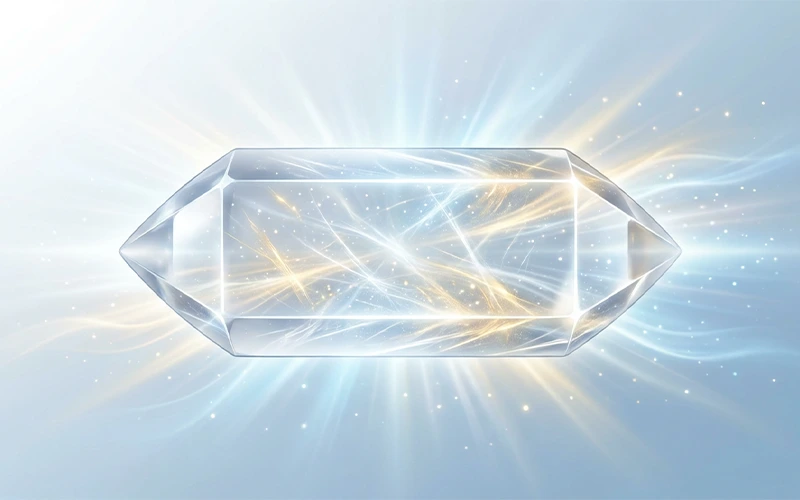 Clear Quartz illustration showing radiant energy and clarity.