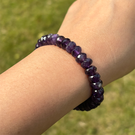 Deep Amethyst Faceted Bracelet on model
