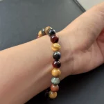 Tigers Eye Trio Bracelet on model under natural light