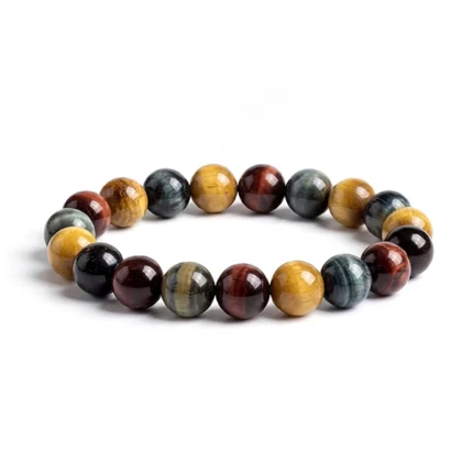 Tigers Eye Trio Bracelet on white background