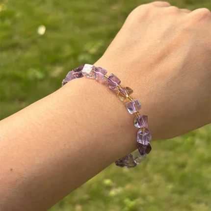 amythst citrine bracelet on model