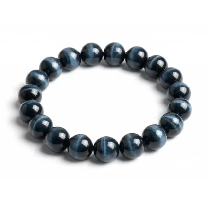 blue Tigers Eye bracelet on white background