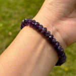 close shot of Deep Amethyst Faceted Bracelet on model