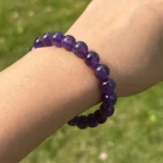 close shot of deep amethyst bracelet under natural light