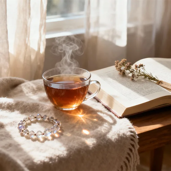 crystal bracelet on the table for about us