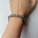 model wearing Labradorite-Bead-Bracelet front view