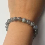 model wearing Labradorite-Bead-Braceletclose shot
