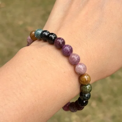 model wearing Rainbow Tourmaline Bracelet back view