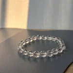 Clear Focus Faceted Quartz Bracelet on grey background