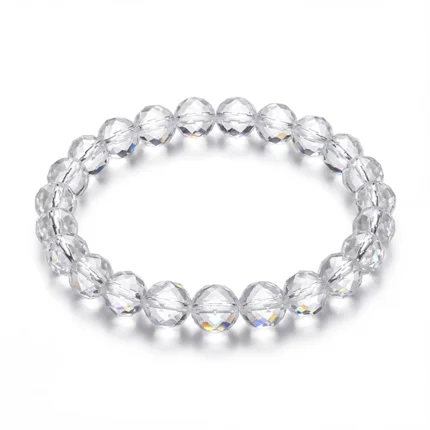 Clear Focus Faceted Quartz Bracelet on white background