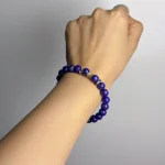 close shot of model wearing Deep Clarity Lapis Bracelet front