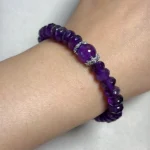 model wearing Amethyst & Clear Quartz Harmony Bracelet