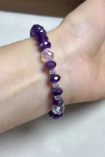 model wearing Amethyst & Clear Quartz Harmony Bracelet back