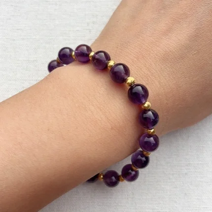 model wearing Still Balance Amethyst Bracelet