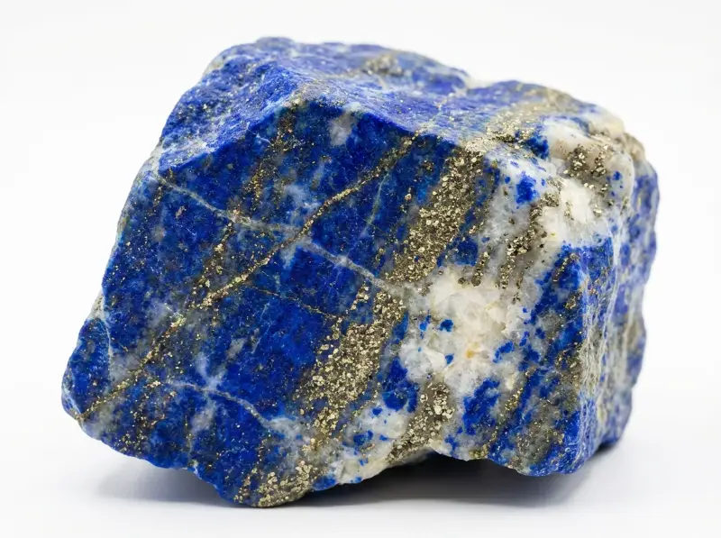 Raw Lapis Lazuli showcasing deep blue color and pyrite details